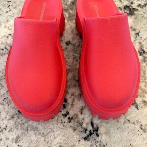 Free People Jeffrey Campbell Red Platform Clog Mules